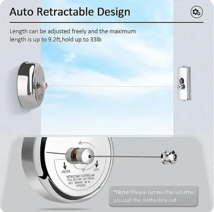 [C2441664] Stainless Steel retractable clothesline
